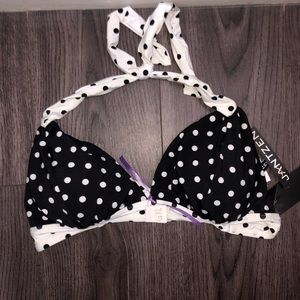 Jantzen 8 Black white polka dot bikini bra